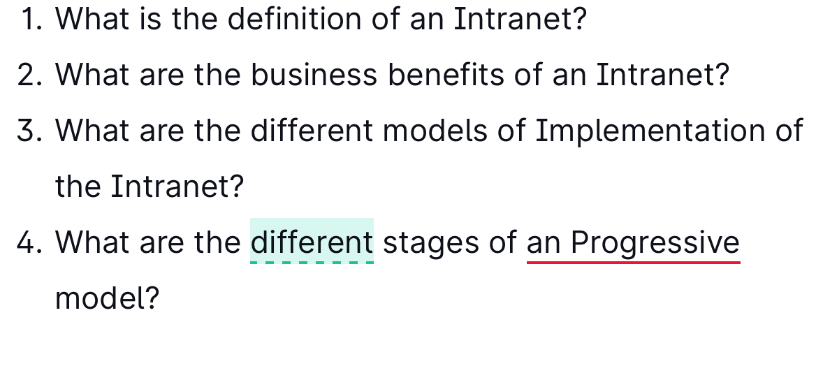 1. What is the definition of an Intranet? 2. What