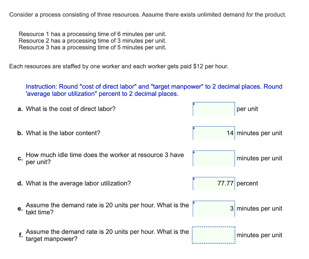 Consider a process consisting of three resources.