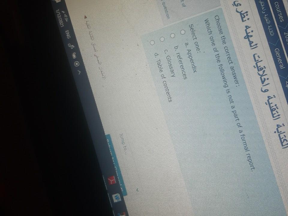 courses General Choose the correct answer Which