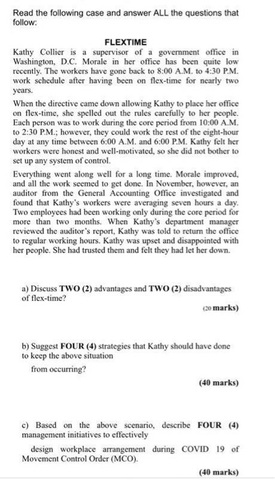 hurry up plz Read the following case and answer