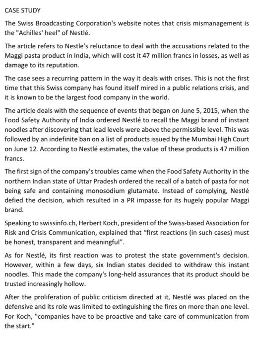 pls 1000 words minimum CASE STUDY The Swiss