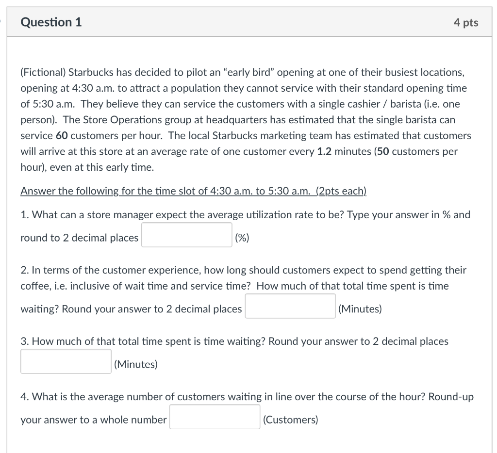 Please answer all questions (Fictional) Starbucks