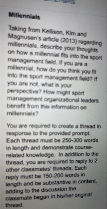 Millennials Taking from Kellison, Kim and