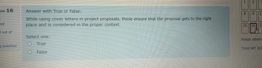 on 16 Answer with True or False: 8 9 ed While