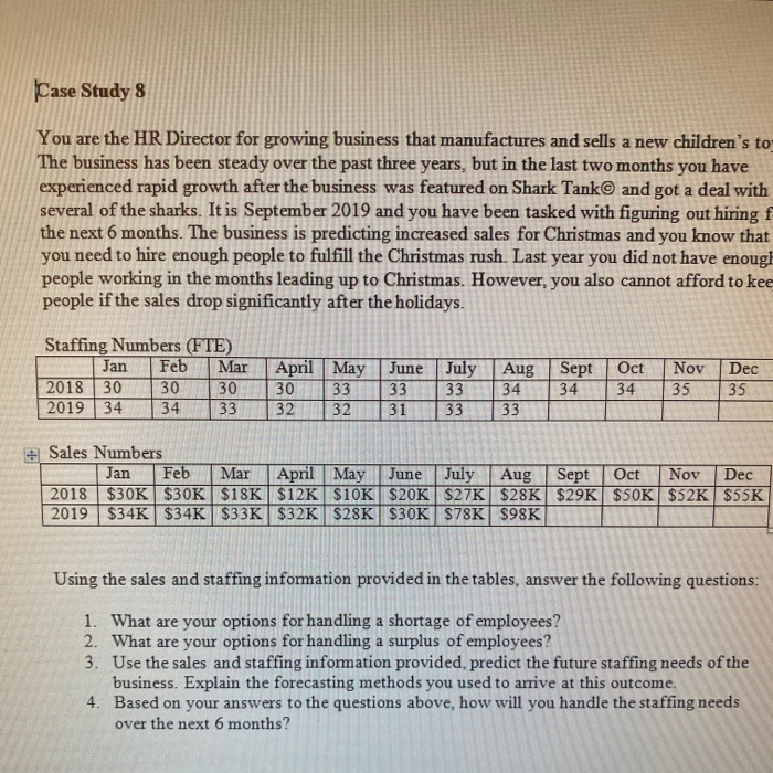 Need help with #3 Case Study 8 You are the HR
