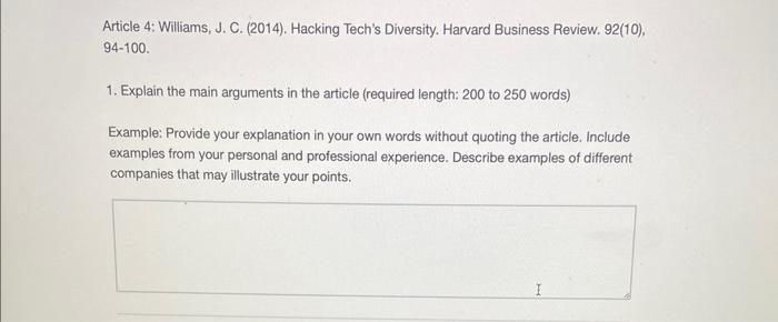 Thank you Article 4: Williams, J. C. (2014).