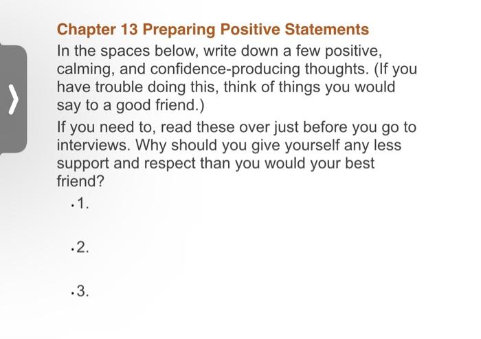 Chapter 13 Preparing Positive Statements In the