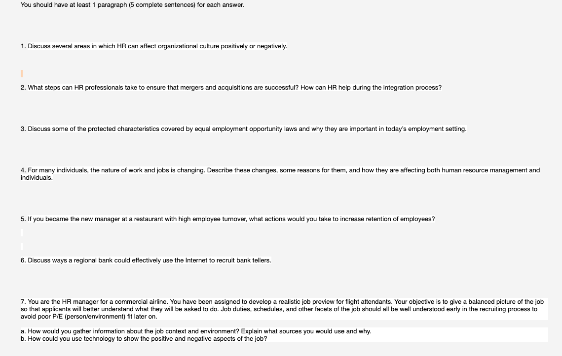 You should have at least 1 paragraph (5 complete