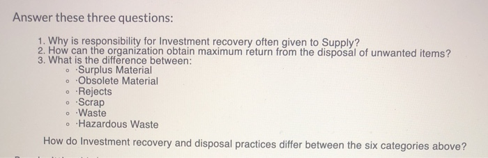 need a unique answer Answer these three