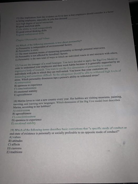 15) One implication from the evidence on El to