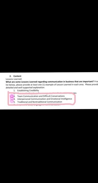 2. Content Lessons Learned What are some lessons