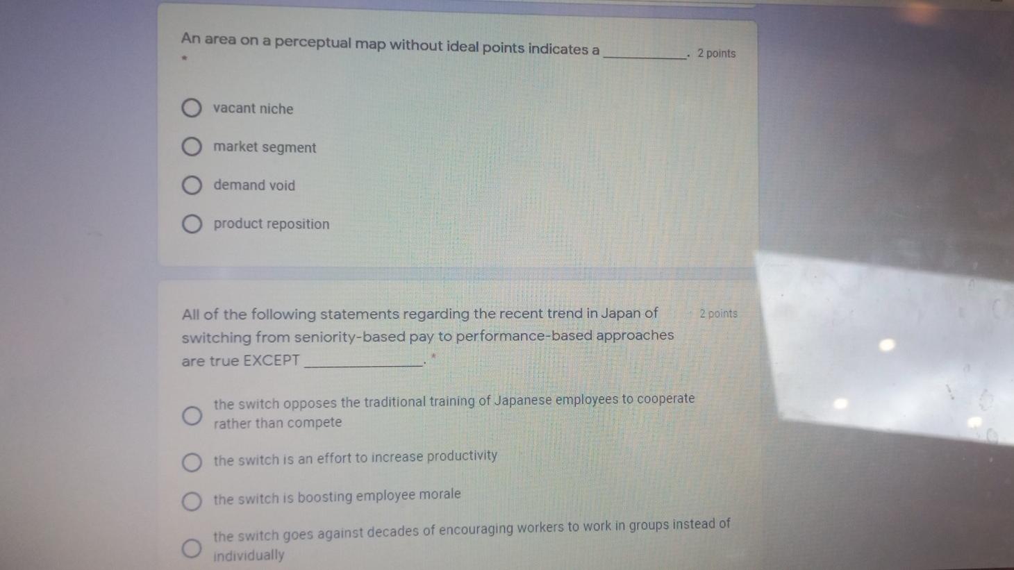 An area on a perceptual map without ideal points