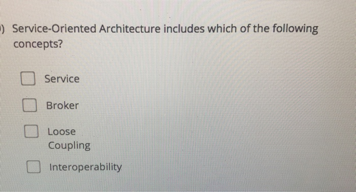 ) Service-Oriented Architecture includes which of