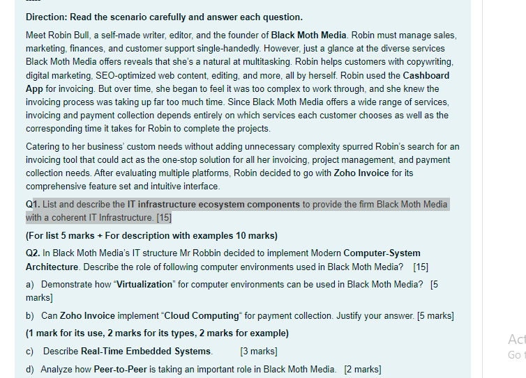 Direction: Read the scenario carefully and answer