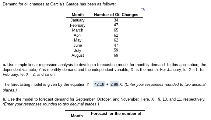Please to B!! Demand for oil changes at Garcia's