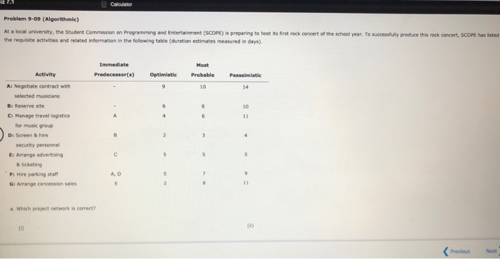 Calculator Problem 9-09 (Algorithmic) At a local