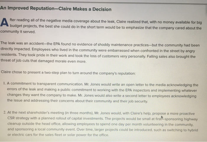 did claire do the right here? do you think that