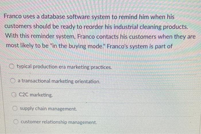 Franco uses a database software system to remind