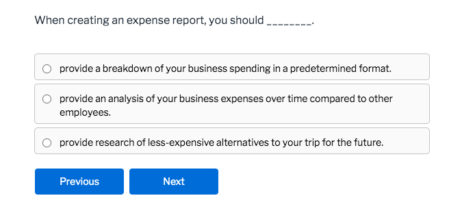 When creating an expense report, you should