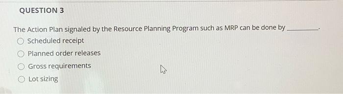 QUESTION 3 The Action Plan signaled by the