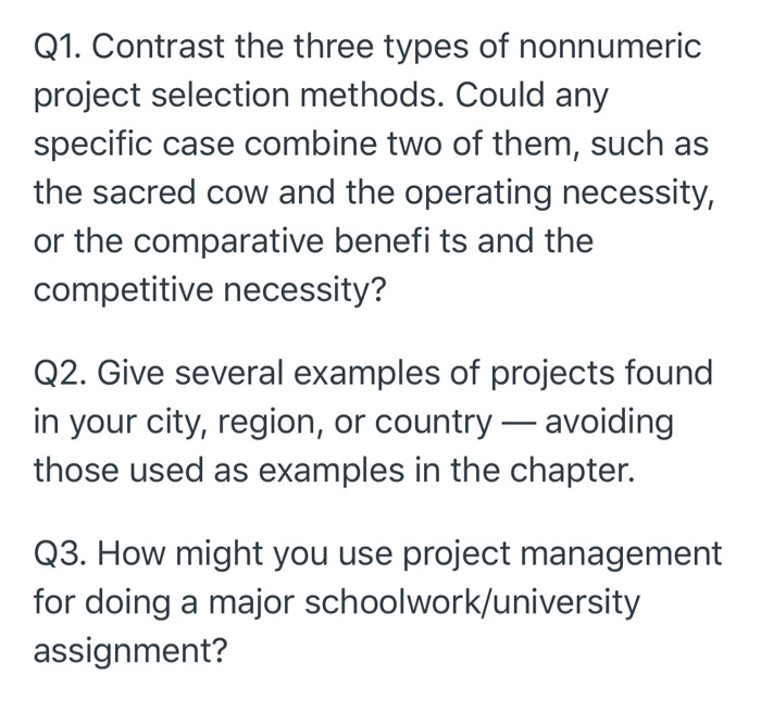 Q1. Contrast the three types of nonnumeric