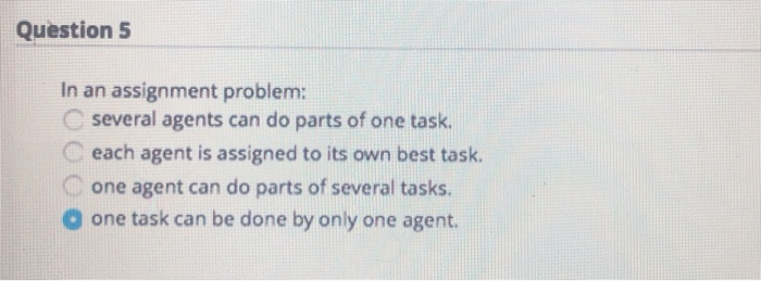 please answer Question 5 In an assignment
