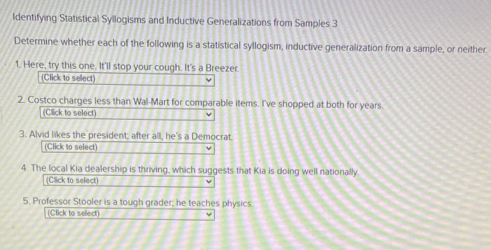 Identifying Statistical Syllogisms and Inductive