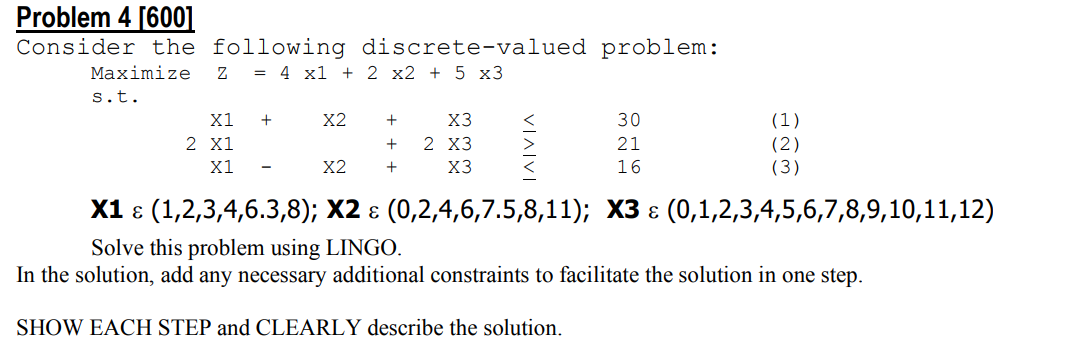 + Problem 4 [6001 Consider the following