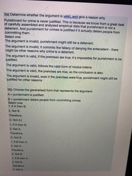 3(a) Determine whether the argument is valid and