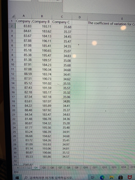 coefficient of variation for company A,B and C