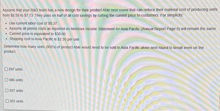 Assume that your R&D team has a new design for