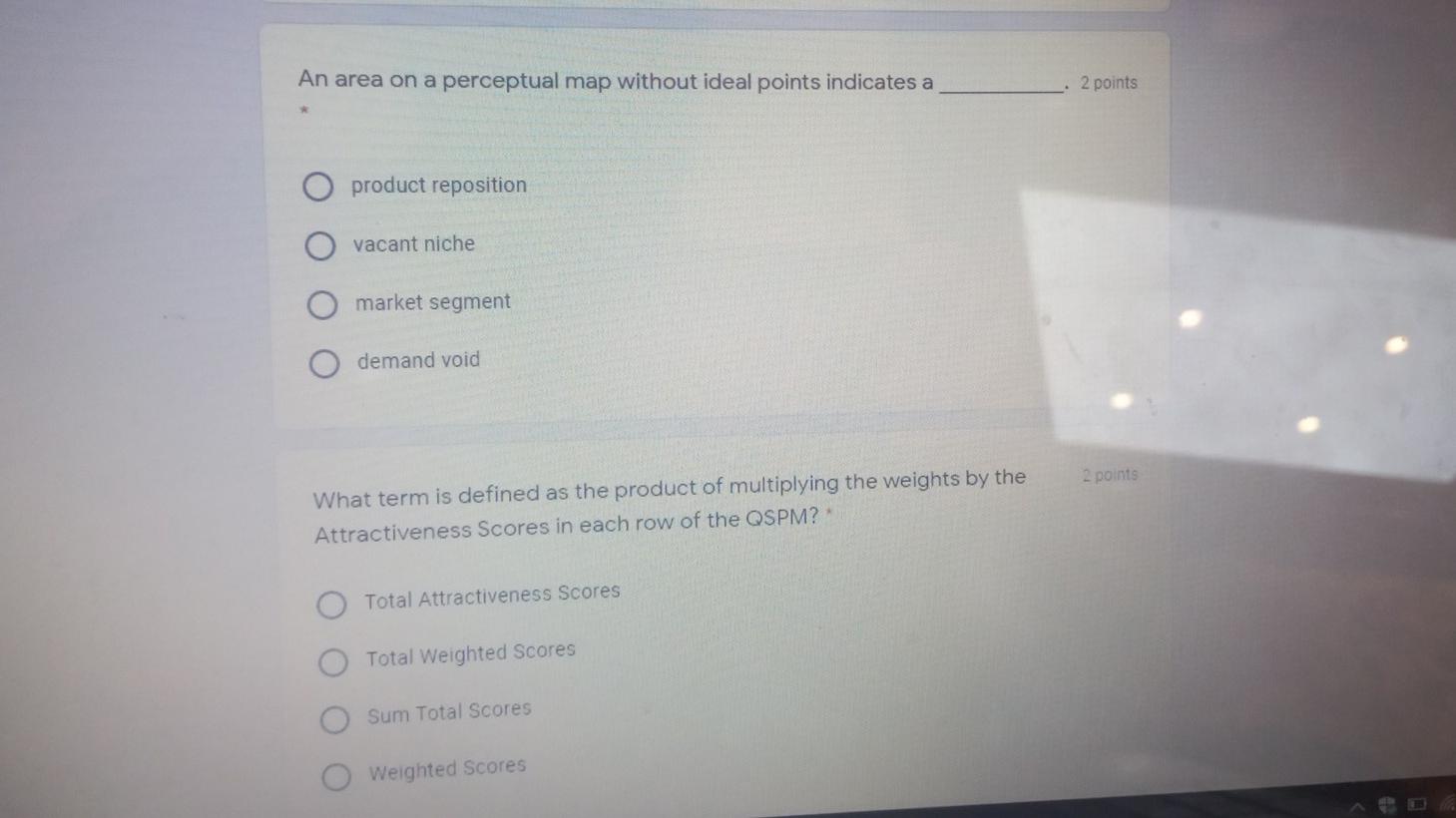 An area on a perceptual map without ideal points