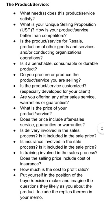 Pick a product/service for Business Markets and