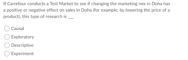 If Carrefour conducts a Test Market to see if