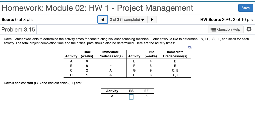 Save Homework: Module 02: HW 1 - Project