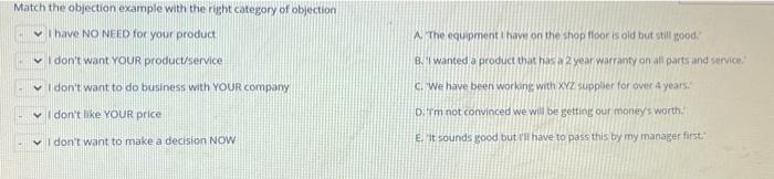 this is professional selling course Match the