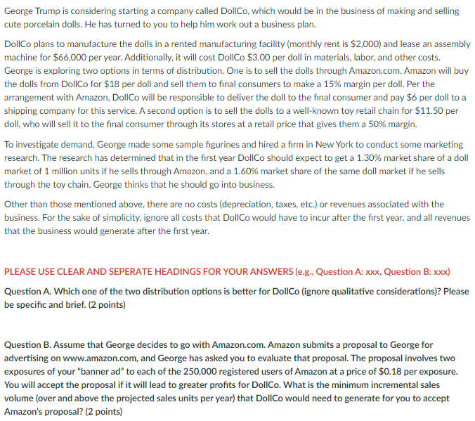 George Trump is considering starting a company