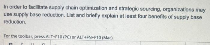 In order to facilitate supply chain optimization