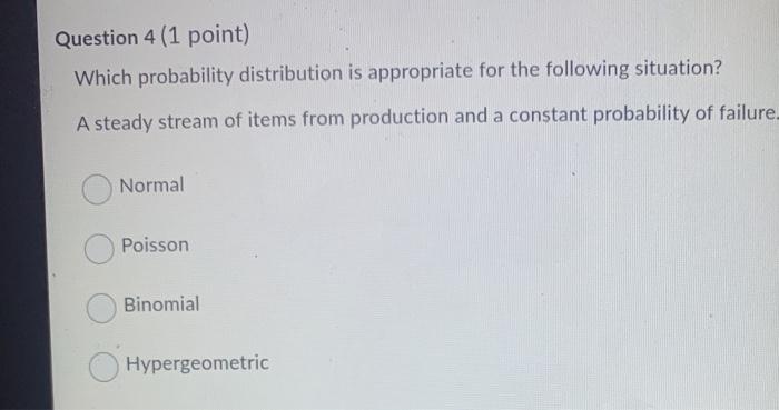Question 4 (1 point) Which probability