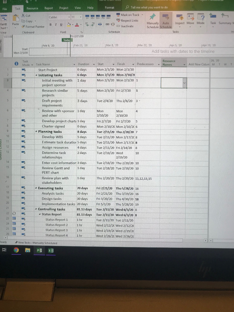 Specify task 22 (status report) as a recurring