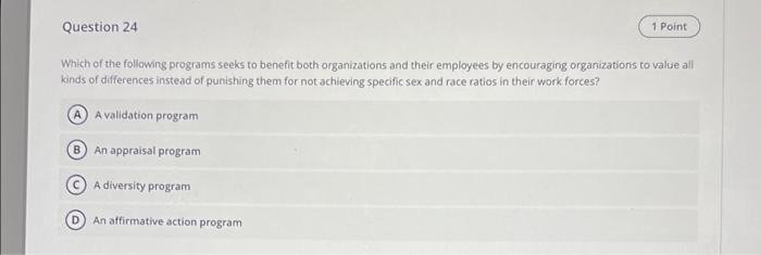 Question 24 1 Point Which of the following