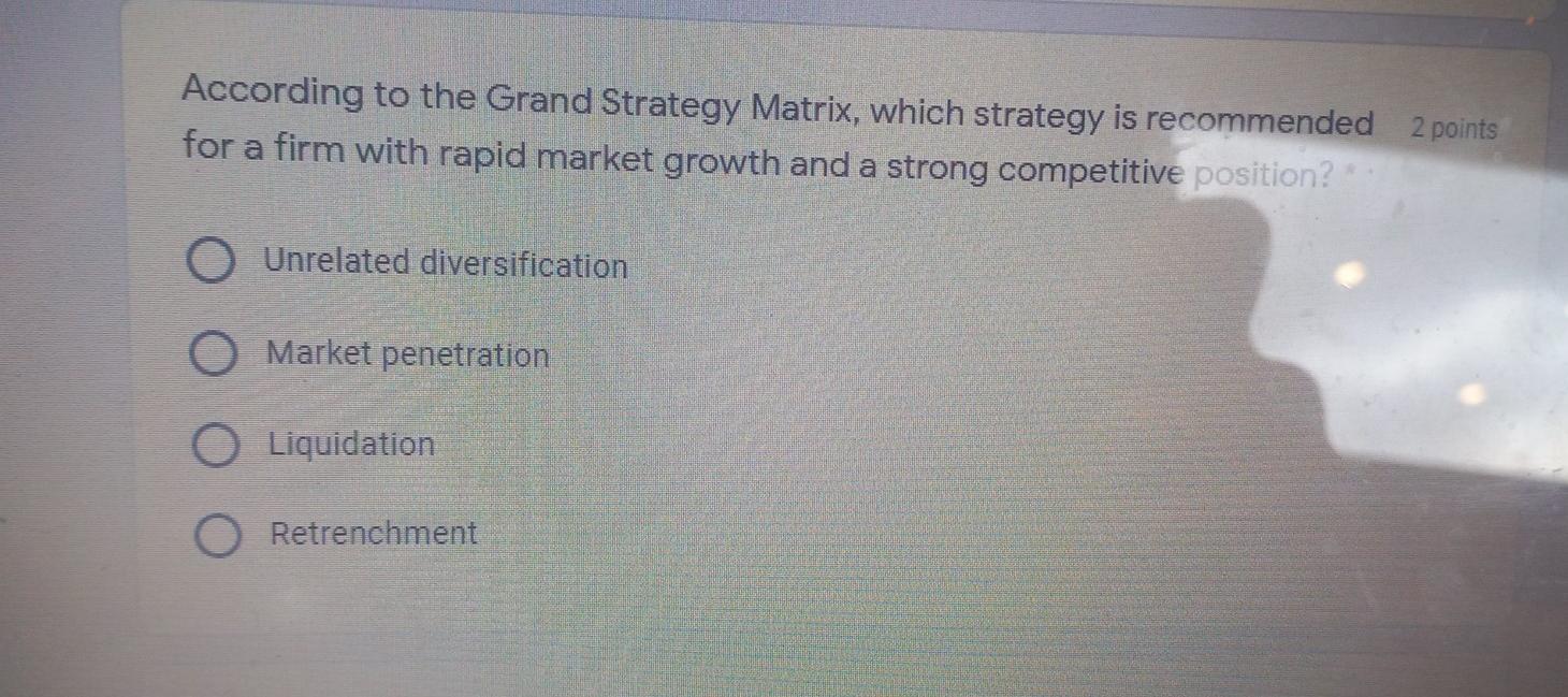 According to the Grand Strategy Matrix, which