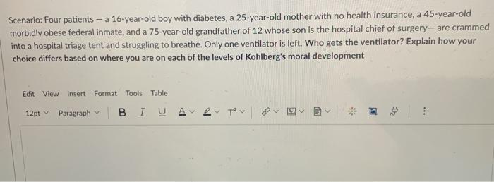 Scenario: Four patients - a 16-year-old boy with