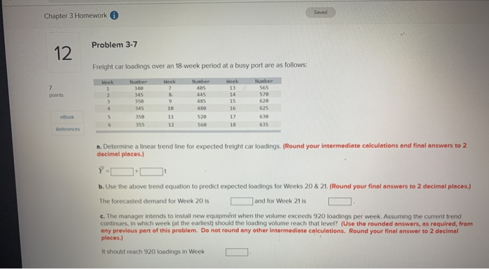 Saved Chapter 3 Homework Problem 3-7 12 Freight