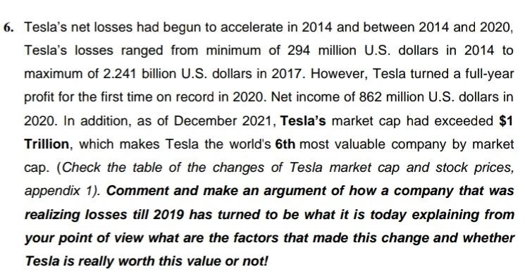 6. Tesla's net losses had begun to accelerate in
