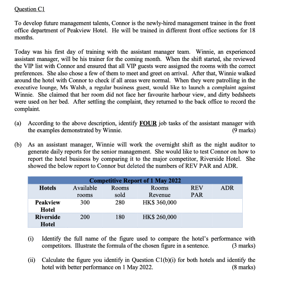 Question C1 To develop future management talents,