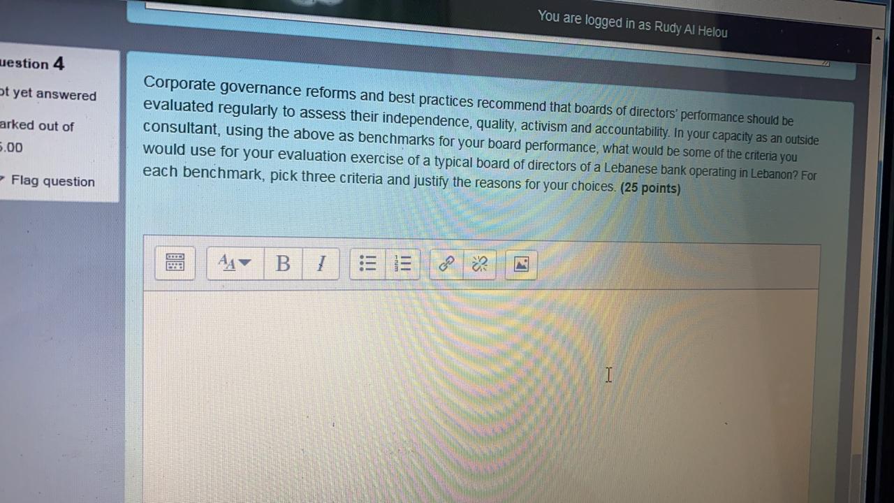 You are logged in as Rudy Al Helou uestion 4 ot