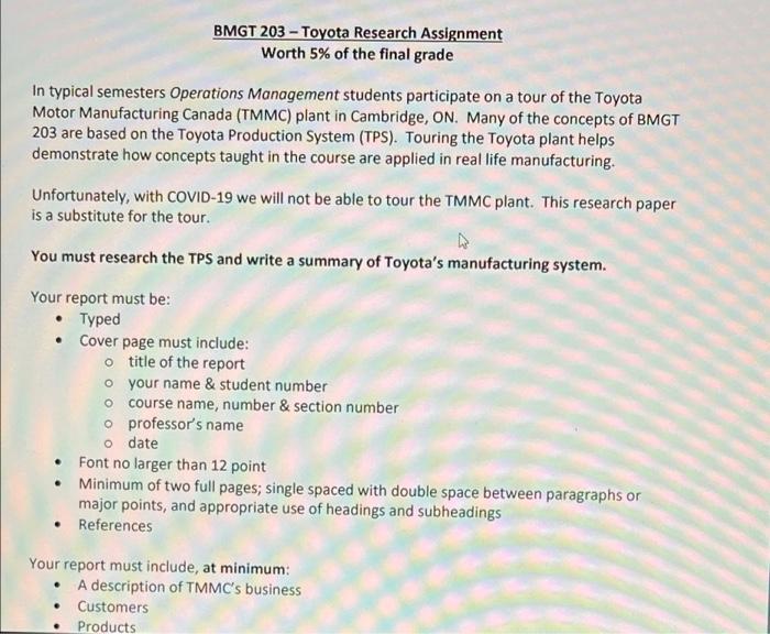 please include all the below mention points BMGT