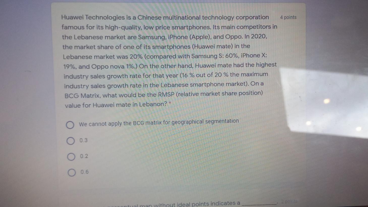 4 points Huawei Technologies is a Chinese