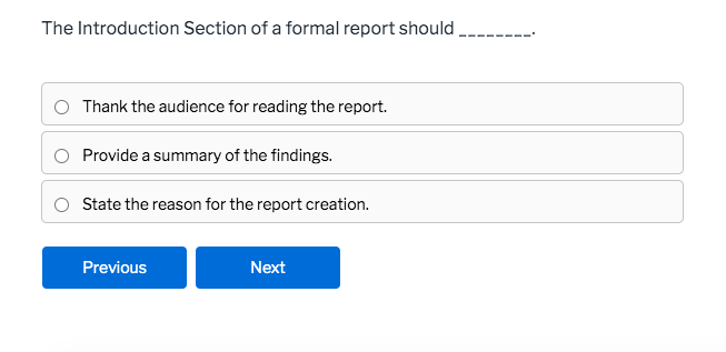 The Introduction Section of a formal report